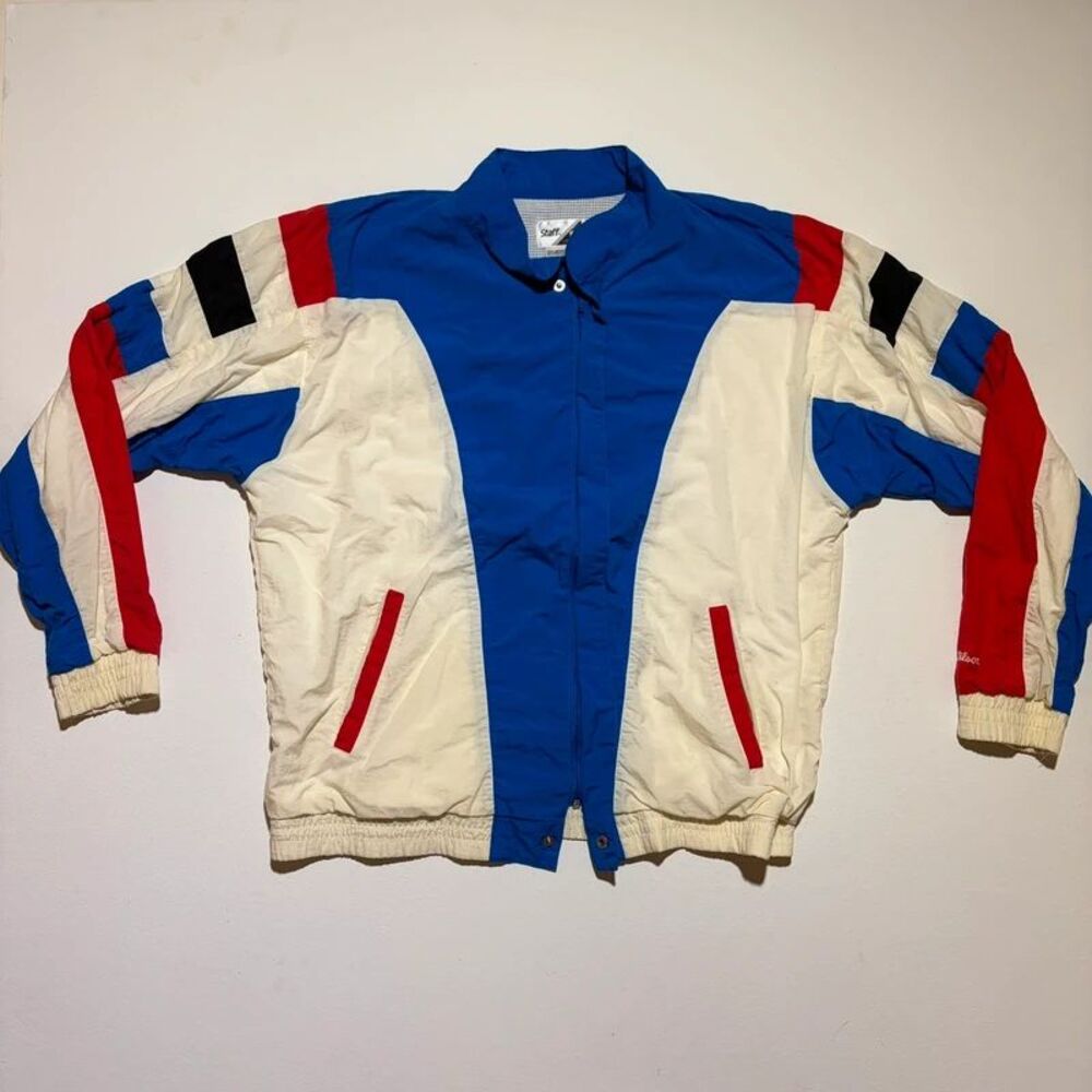 Wilson Staff Red White and Blue ColorBlock Vintage Windbreaker Jacket